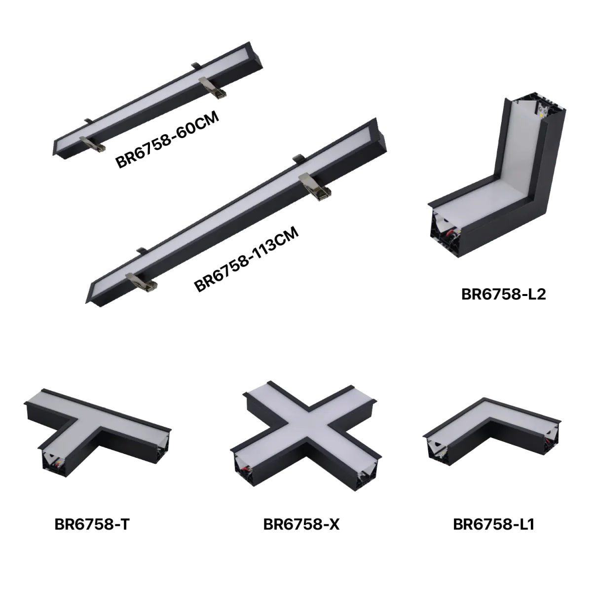 Ultralight Linear Recursed Light With connectors - Modern Design - OSRAM LEDs (BR6758)
