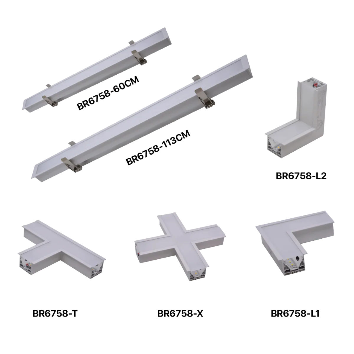 Ultralight Linear Recursed Light With connectors - Modern Design - OSRAM LEDs (BR6758) - Image 2