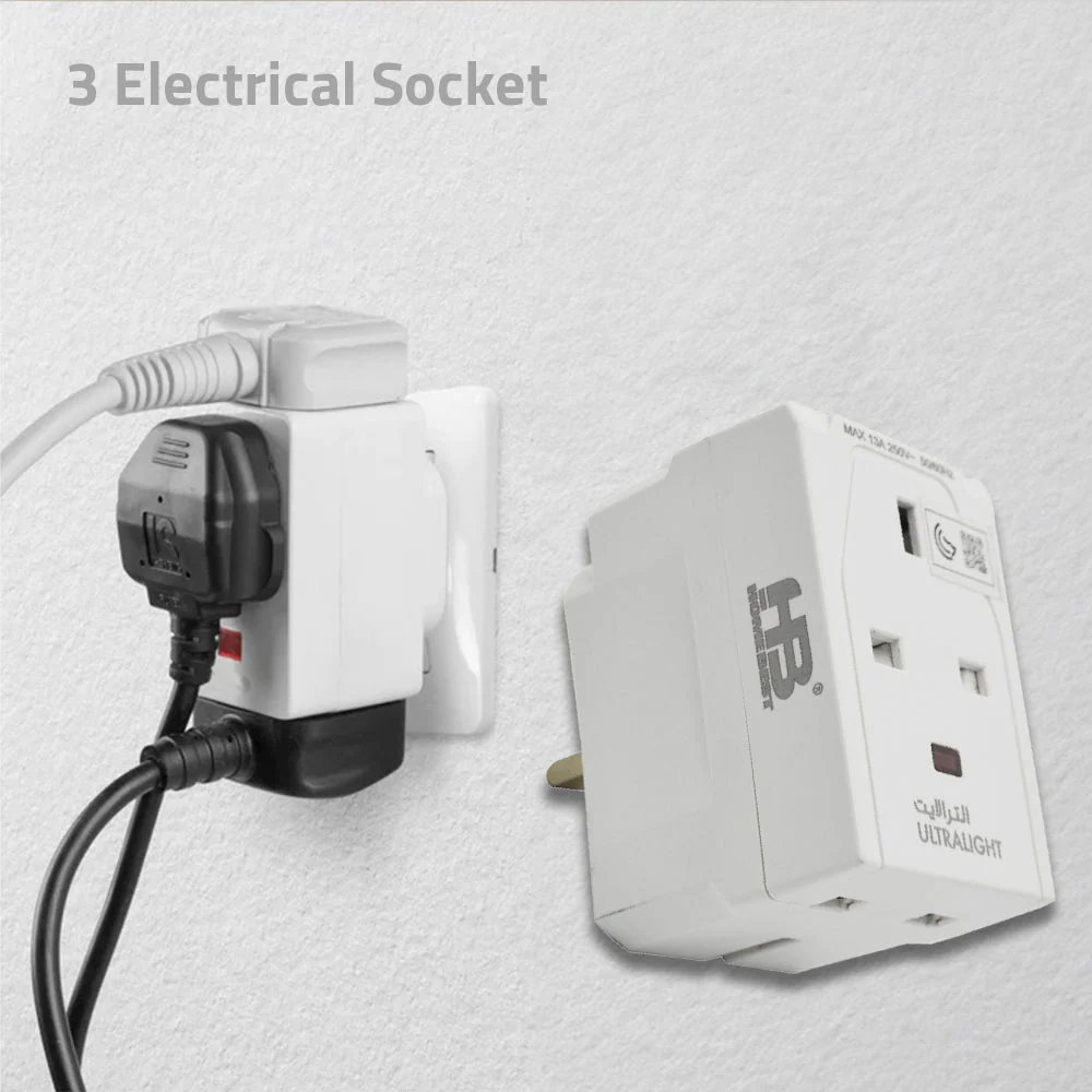 Ultralight 3-Way Extension Cord With USB (AU009L) - Image 2