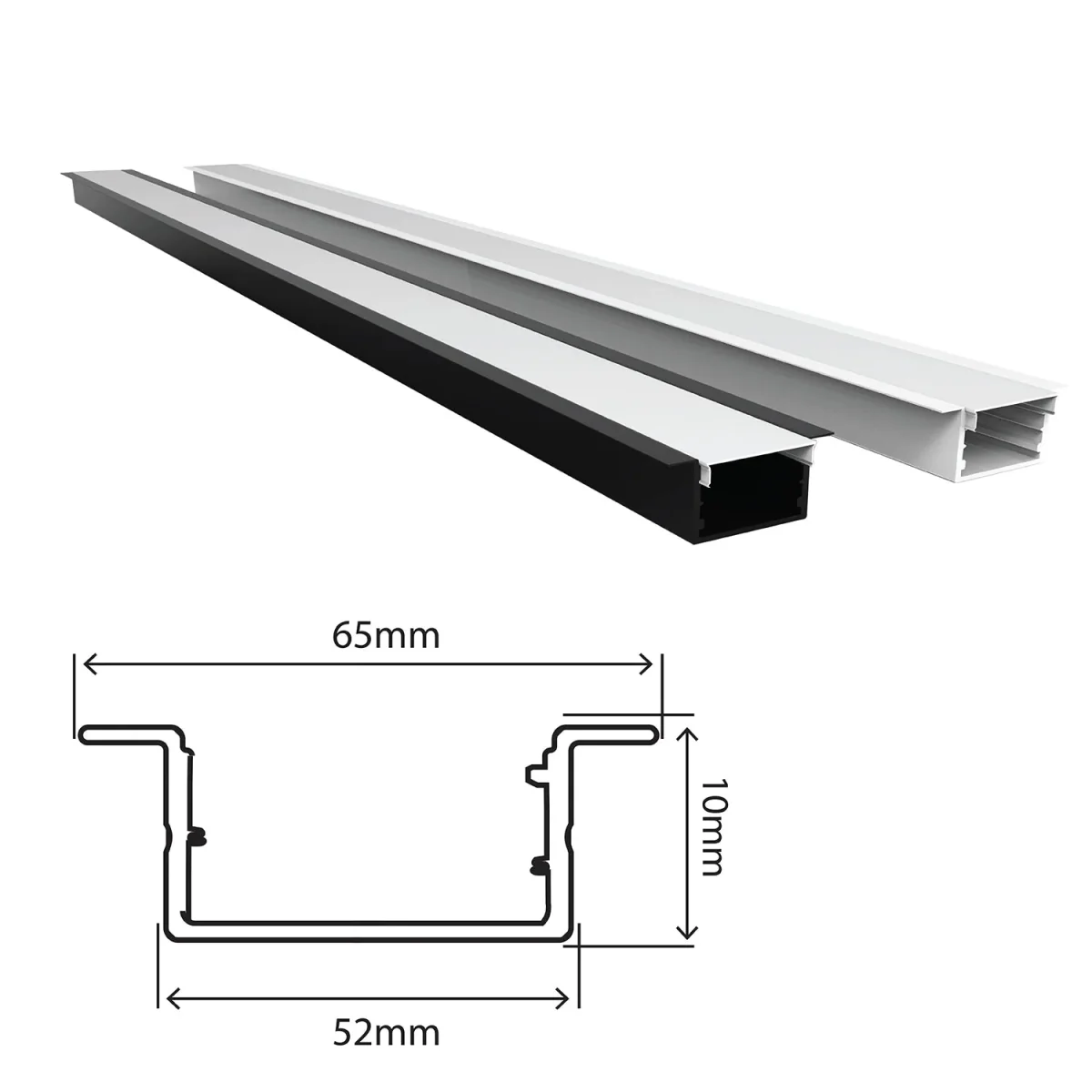 Ultralight Aluminum Profile With Cover 65mm IP20 (XCASL-065010) - Image 2