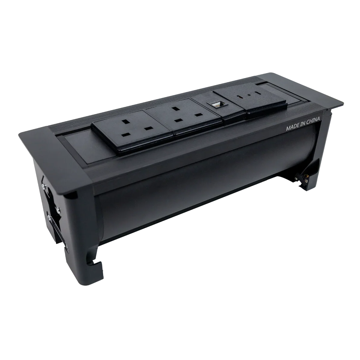 Ultralight Hidden Electric Desktop Socket | Manual Flip-Up Table Box (STS-256) - Image 2