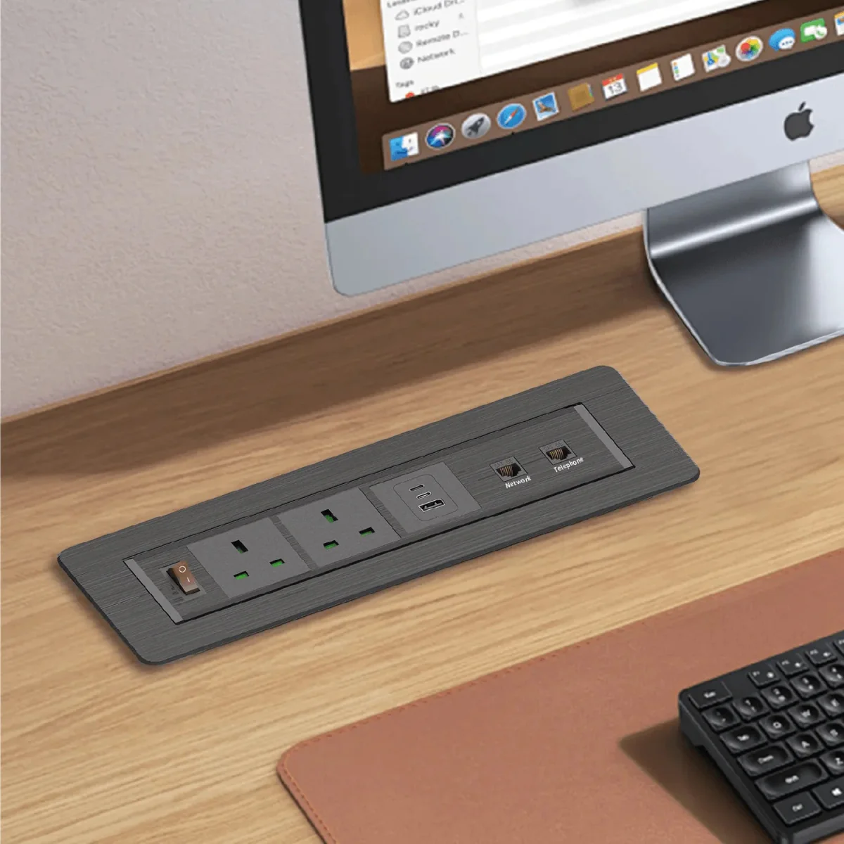 Ultralight Hidden Electric Desktop Socket | Manual Flip-Up Table Box (STS-256) - Image 3