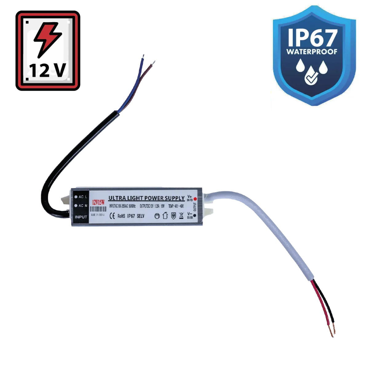 Ultralight Power Supply 12V 15W IP67