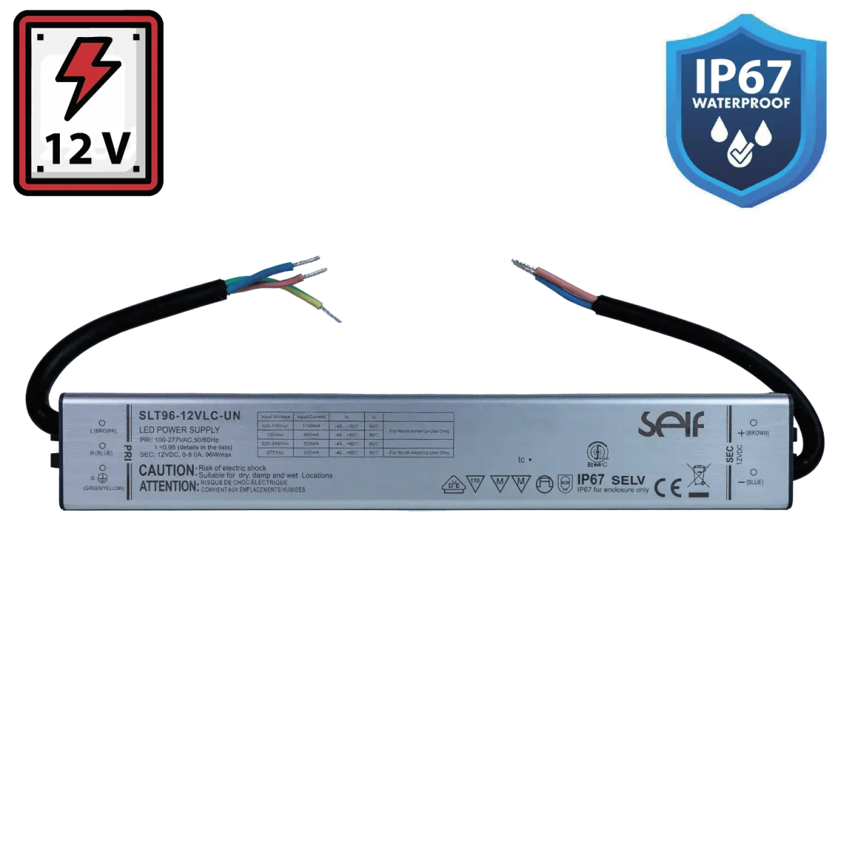 Ultralight Power Supply 12V 96W IP67 (SLT96)